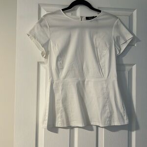 Theory White Short Sleeve Blouse